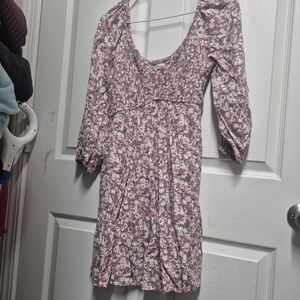 Hollister Pink Floral Long Sleeve Dress